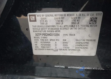 2017 GMC Sierra 1500 Denali from USA, damaged, VIN 3GTP1PEC8HG513284